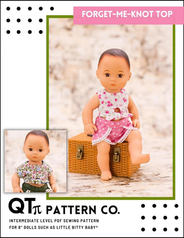 QTπ Pattern Co WellieWishers Forget-Me-Knot Top 8" Baby Doll Clothes Pattern Pixie Faire