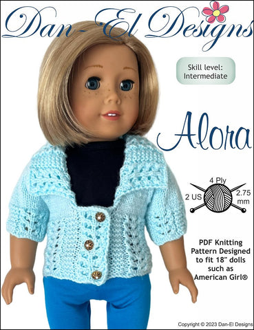 Dan-El Designs Knitting Alora 18" Doll Clothes Knitting Pattern Pixie Faire