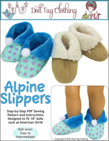 Doll Tag Clothing Shoes Alpine Slippers 18" Doll Clothes Pattern Pixie Faire