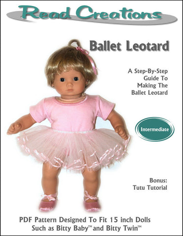 Read Creations Bitty Baby/Twin Ballet Leotard 15" Baby Doll Clothes Pattern Pixie Faire