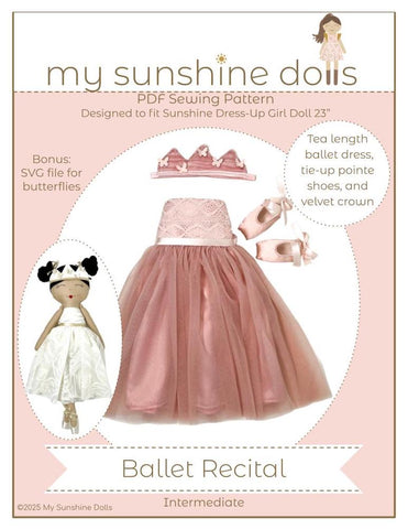 My Sunshine Dolls Cloth doll Ballet Recital for 23" Sunshine Dress-Up Girl Dolls Pixie Faire