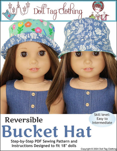 Doll Tag Clothing 18 Inch Modern Reversible Bucket Hat 18 inch Doll Clothes Pattern Pixie Faire