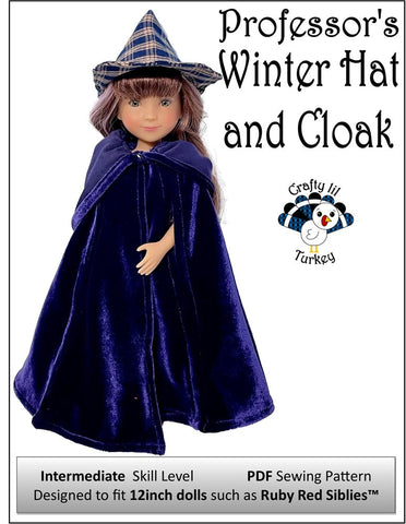 Crafty Lil Turkey Siblies Professor's Winter Hat and Cloak Pattern For 12" Siblies Dolls Pixie Faire