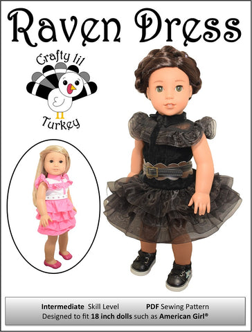 Crafty Lil Turkey 18 Inch Modern Raven Dress 18" Doll Clothes Pattern Pixie Faire