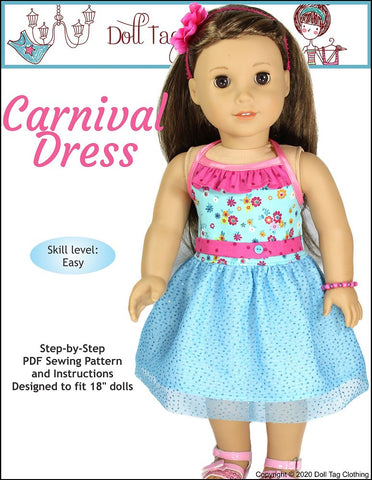 Doll Tag Clothing 18 Inch Modern Carnival Dress 18" Doll Clothes Pattern Pixie Faire