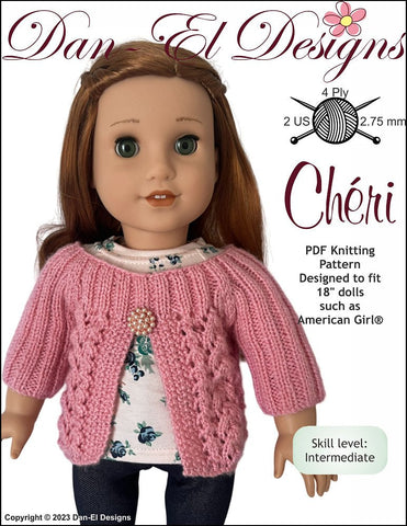 Dan-El Designs Knitting Chéri 18" Doll Clothes Knitting Pattern Pixie Faire