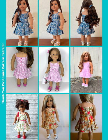 Liberty Jane 18 Inch Modern Country Mart Sundress 18" Doll Clothes Pattern Pixie Faire