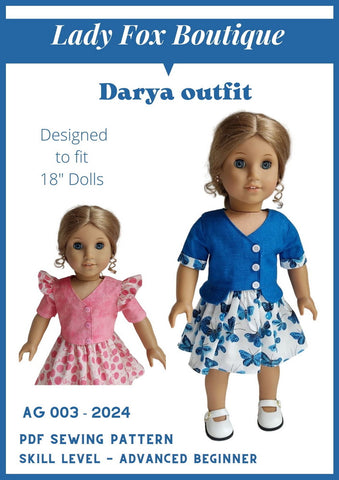 Lady Fox Boutique 18 Inch Modern Darya Outfit 18 Inch Doll Clothes Pattern Pixie Faire