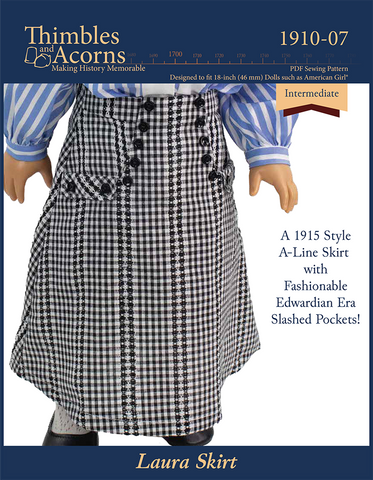 Thimbles and Acorns 18 Inch Historical Laura Skirt 18" Doll Clothes Pattern Pixie Faire