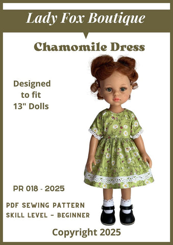 Lady Fox Boutique Paola Reina Chamomile Dress Doll Clothes Pattern For 13 Inch Paola Reina Las Amigas Dolls Pixie Faire