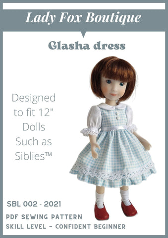 Lady Fox Boutique Siblies Glasha Dress Doll Clothes Pattern for 12" Siblies Dolls Pixie Faire