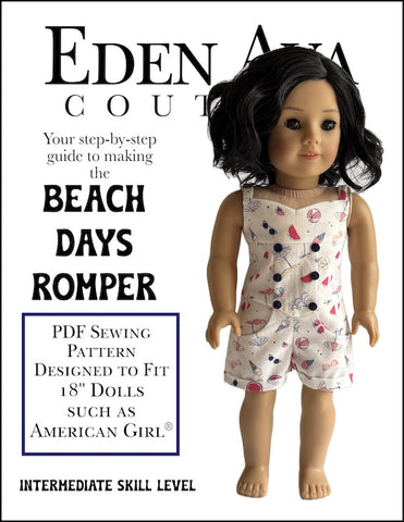 Eden Ava 18 Inch Modern Beach Days Romper 18" Doll Clothes Pattern Pixie Faire