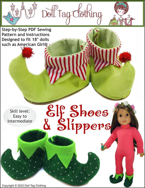 Doll Tag Clothing Elf Shoes and Slippers 18 Inch Doll Clothes Pattern