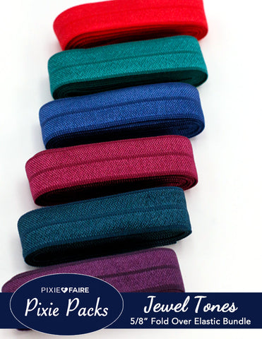 Pixie Faire Pixie Packs Pixie Packs 5/8" Fold Over Elastic Bundle Jewel Tones Pixie Faire