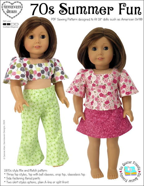 Genniewren Designs 70s Summer Fun 18 Inch Doll Clothes Pattern