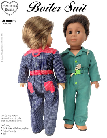 Genniewren 18 Inch Historical Boiler Suit 18" Doll Clothes Pattern Pixie Faire