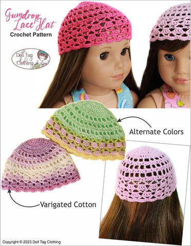 Doll Tag Clothing Crochet Gumdrop Lace Hat 18 inch Doll Clothes Crochet Pattern Pixie Faire