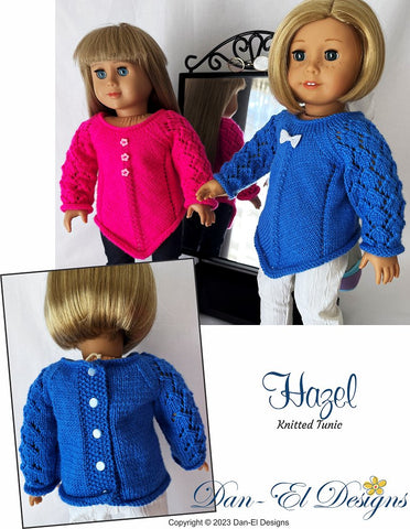 Dan-El Designs Knitting Hazel 18" Doll Clothes Knitting Pattern Pixie Faire