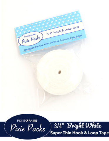 Pixie Faire Pixie Packs Pixie Packs 3/4" Wide Super Thin Hook and Loop Tape - White Pixie Faire