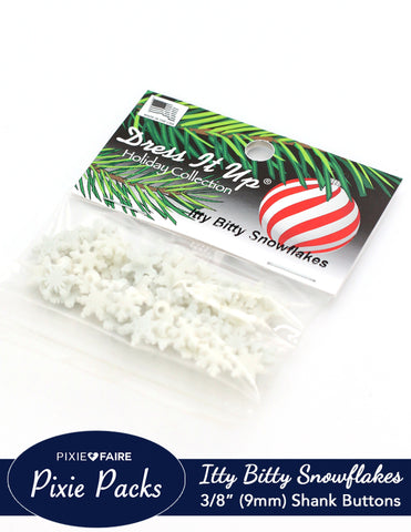 Pixie Faire Pixie Packs Dress It Up Itty Bitty Snowflake Buttons 3/8" or 9mm Pixie Faire