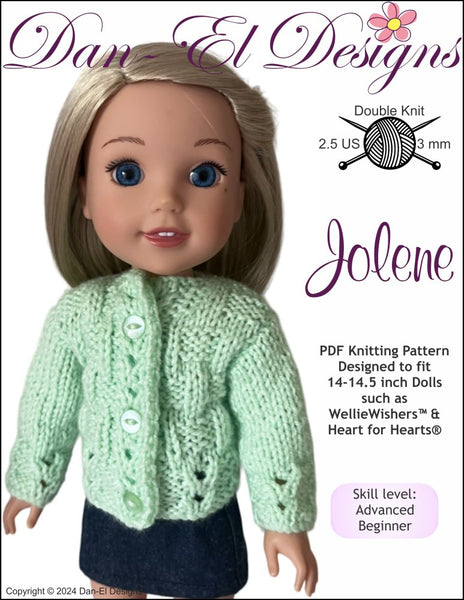 Dan-El Designs Jolene Doll Clothes Knitting Pattern 14-14.5