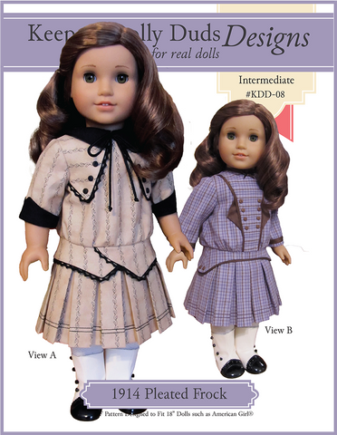 Keepers Dolly Duds Designs BOGO 18 Inch Historical 1914 Pleated Frock 18" Doll Clothes Pattern Pixie Faire