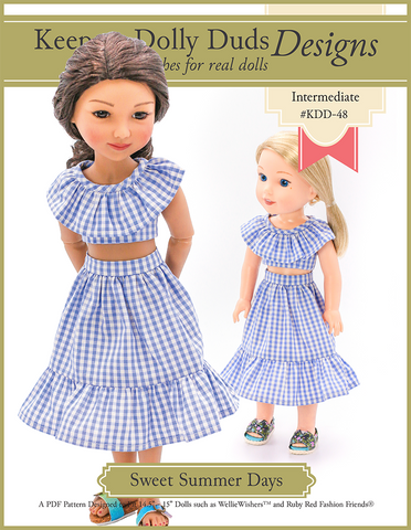 Keepers Dolly Duds Pixie Faire WellieWishers Sweet Summer Days 14.5-15" Doll Clothes Pattern Pixie Faire