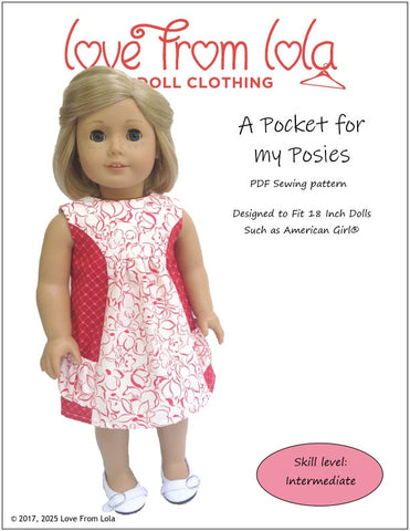 Love From Lola 18 Inch Modern A Pocket For My Posies 18" Doll Clothes Pattern Pixie Faire