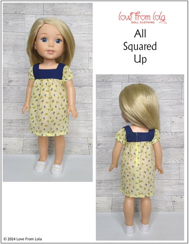 Love From Lola All Squared Up Dress or Top 14.5-15" Doll Clothes Pattern Pixie Faire