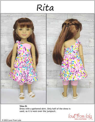 Love From Lola WellieWishers Rita Dress and Jumpsuit 14.5-15" Doll Clothes Pattern Pixie Faire