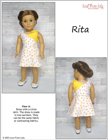 Love From Lola 18 Inch Modern Rita Dress and Jumpsuit 18" Doll Clothes Pattern Pixie Faire