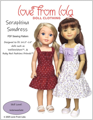 Love From Lola WellieWishers Seraphina Sundress 14.5-15" Doll Clothes Pattern Pixie Faire