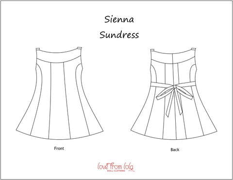 Love From Lola 18 Inch Modern Sienna Sundress 18" Doll Clothes Pattern Pixie Faire