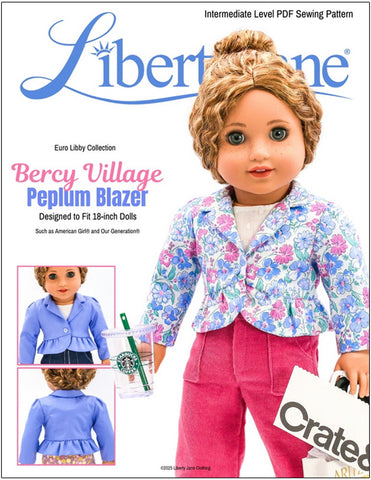 Liberty Jane 18 Inch Modern Bercy Village Peplum Blazer 18" Doll Clothes Pattern Pixie Faire