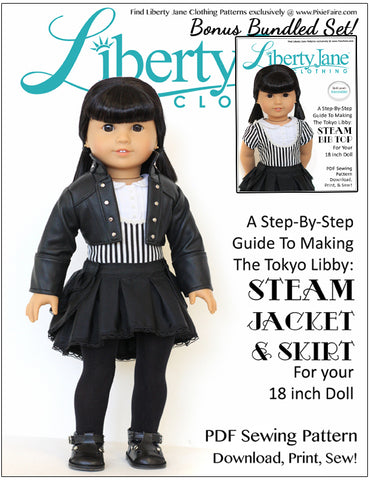 Liberty Jane 18 Inch Modern Steam Outfit Bundle 18" Doll Clothes Pattern Pixie Faire