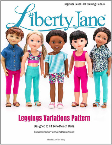 Liberty Jane Ruby Red Fashion Friends Leggings Variations 14.5-15 Inch Doll Clothes Pattern Pixie Faire