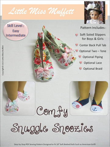 Little Miss Muffett 18 Inch Modern Comfy Snuggle Snoozies 18" Doll Shoe Pattern Pixie Faire