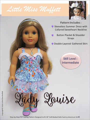 Little Miss Muffett 18 Inch Modern Lady Louise 18" Doll Clothes Pattern Pixie Faire