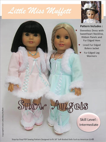 Little Miss Muffett 18 Inch Modern Snow Angels 18" Doll Clothes Pattern Pixie Faire
