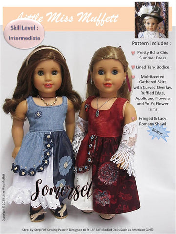 Little Miss Muffett 18 Inch Modern Somerset 18" Doll Clothes Pattern Pixie Faire