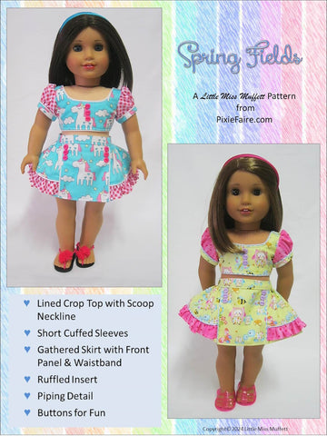 Little Miss Muffett 18 Inch Modern Spring Fields 18" Doll Clothes Pattern Pixie Faire