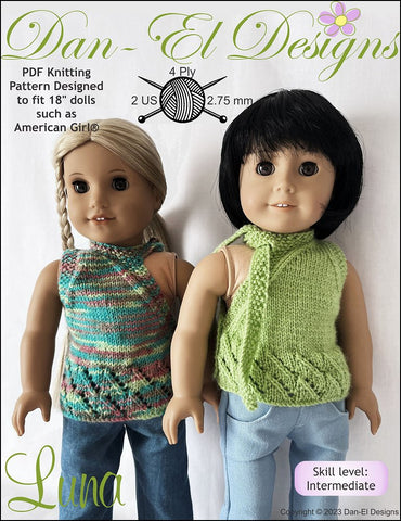 Dan-El Designs Knitting Luna 18" Doll Knitting Pattern Pixie Faire