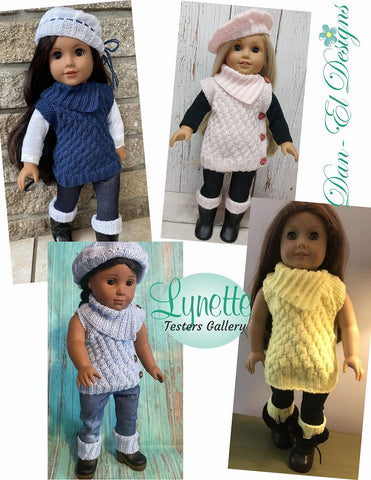 Dan-El Designs Knitting Lynette 18" Doll Clothes Knitting Pattern Pixie Faire