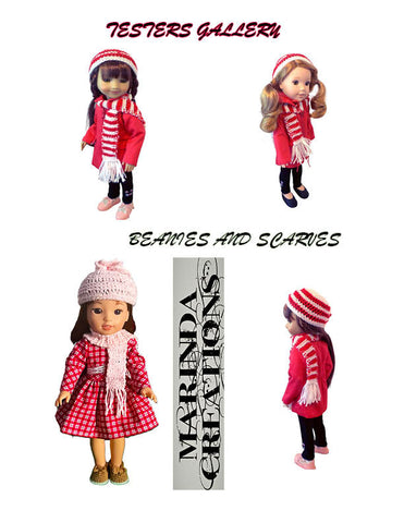 Marinda Creations Knitting Beanies and Scarves 14-15" Doll Clothes Knitting Pattern Pixie Faire