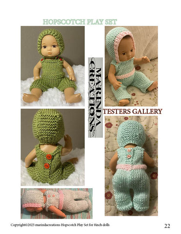 Marinda Creations 8" Baby Dolls Hopscotch Playset 8" Baby Doll Clothes Knitting Pattern Pixie Faire
