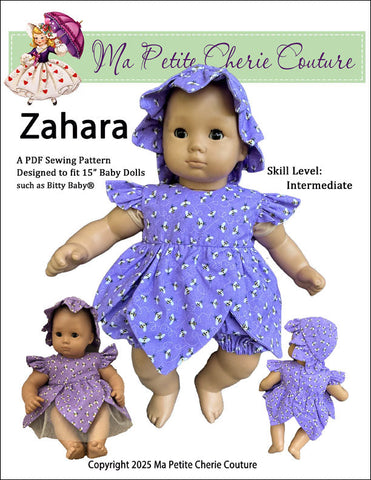 Mon Petite Cherie Couture Bitty Baby/Twin Zahara Outfit 15" Baby Doll Clothes Pattern Pixie Faire