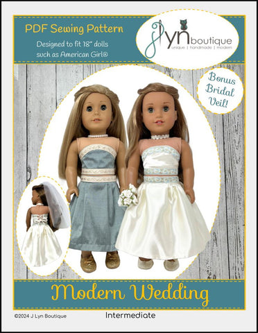 J Lyn Boutique BOGO 18 Inch Modern Modern Wedding 18" Doll Clothes Pattern Pixie Faire
