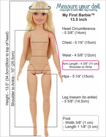 Doll Tag Clothing My First Barbie Heartwarming Pajamas PDF Pattern for 13.5 inch Fashion Dolls such as My First Barbie Pixie Faire