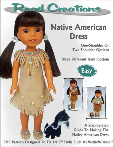Read Creations WellieWishers Native American Dress 14.5" Doll Clothes Pattern Pixie Faire