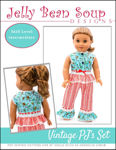 Jelly Bean Soup Designs 18 Inch Modern Vintage PJ's 18” Doll Clothes Pattern Pixie Faire